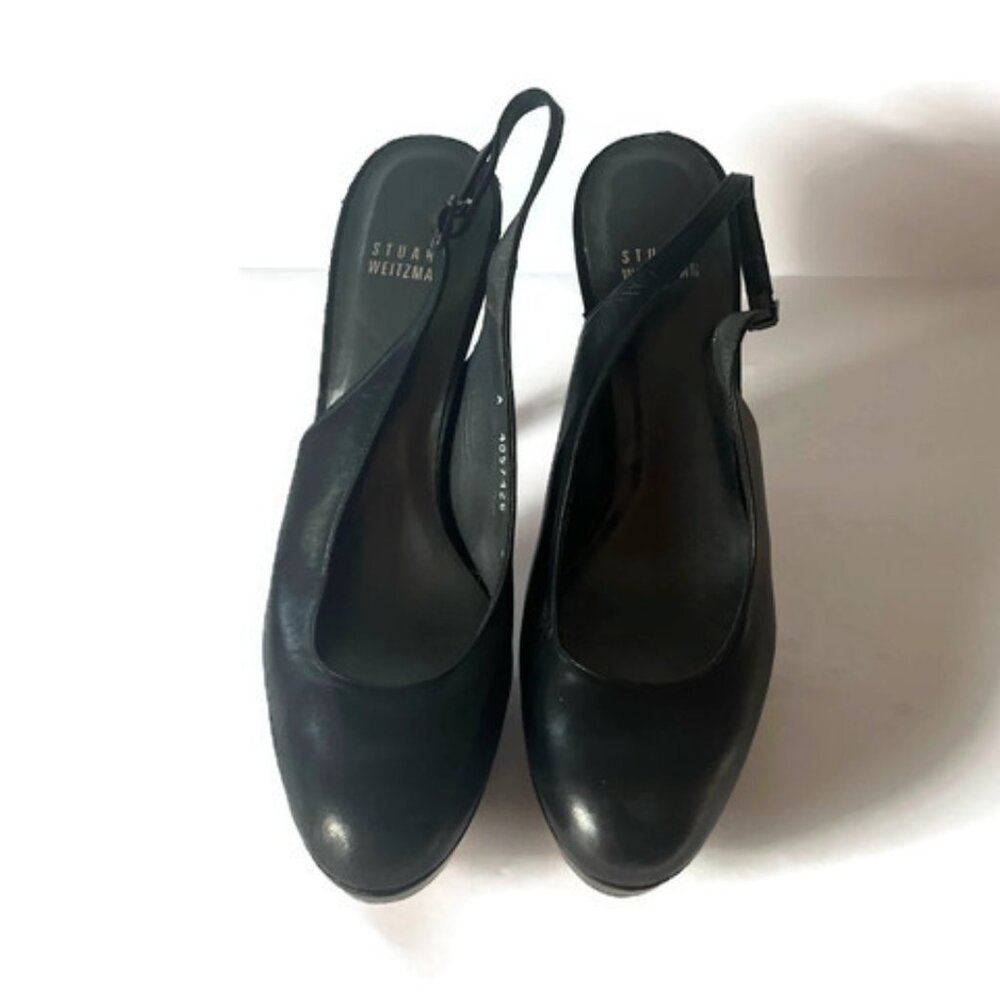 Stuart Weitzman Elegant Black Slingback Platform Heels - Picture 3 of 9